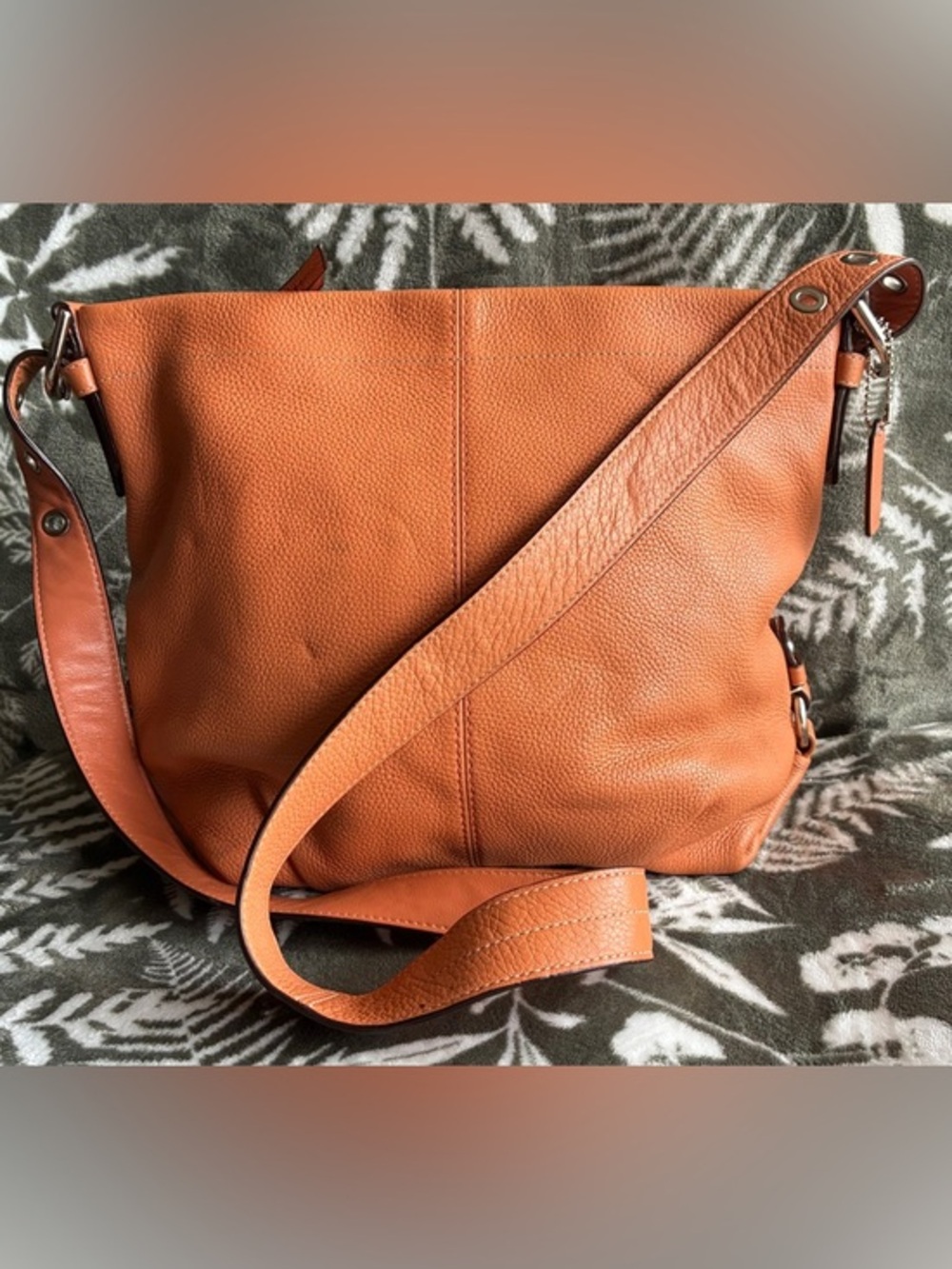 Coach Pebbled Leather Crossbody Bag in Orange